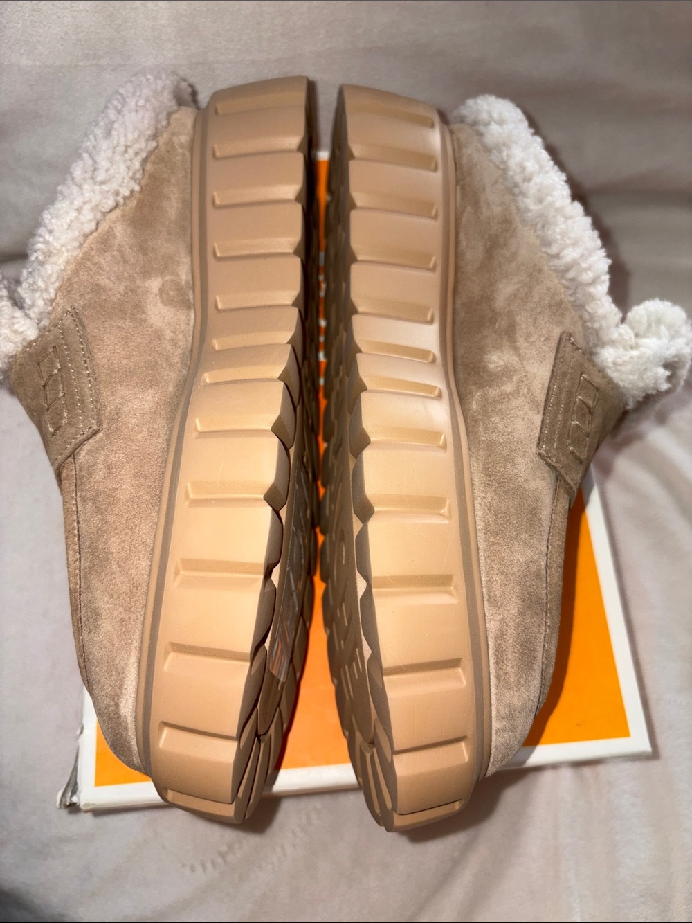 NWT VOILE BLANCHE Grenelle Genuine Shearling Platform Mule in Light Brown-Beige - Picture 15 of 16
